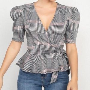 3/30 Haute Monde NWT peplum puffy sleeve blouse